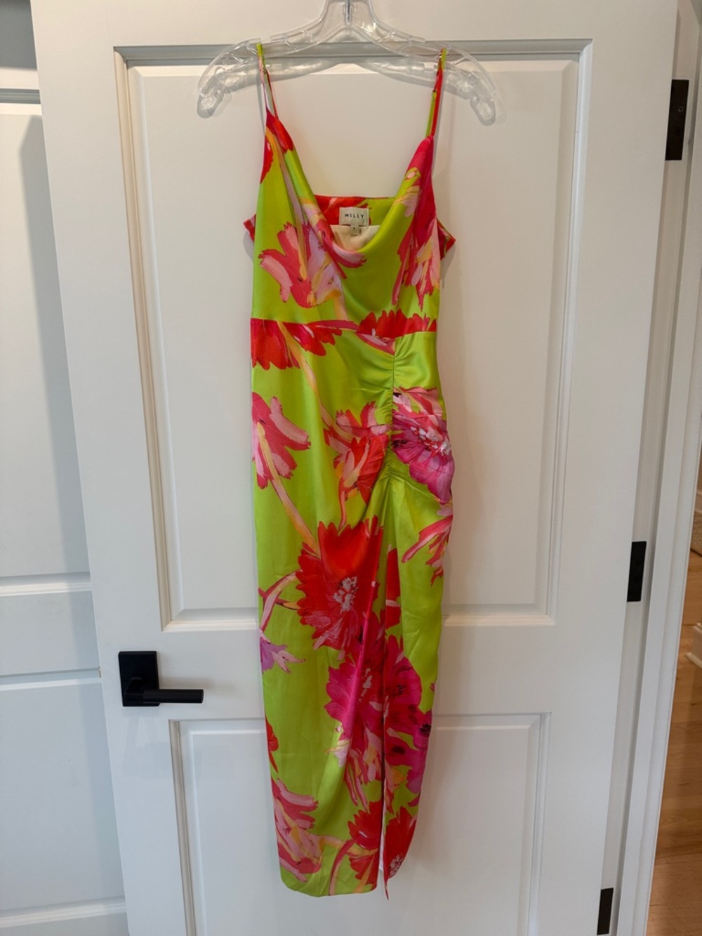 Milly Satin Floral Midi Dress